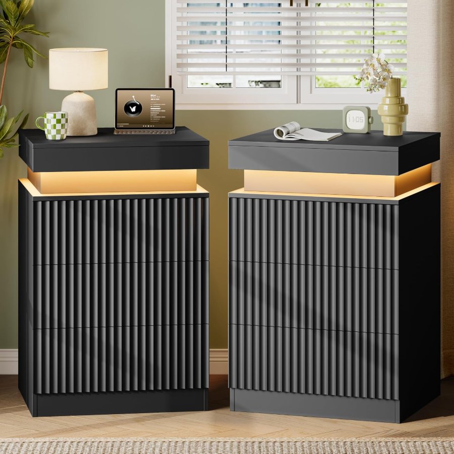 Xixini Fluted Nightstand Set of 2