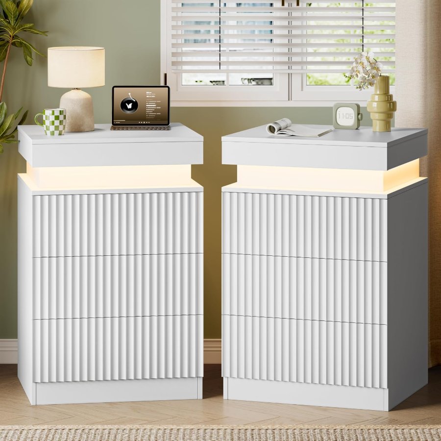 Xixini Fluted Nightstand Set of 2