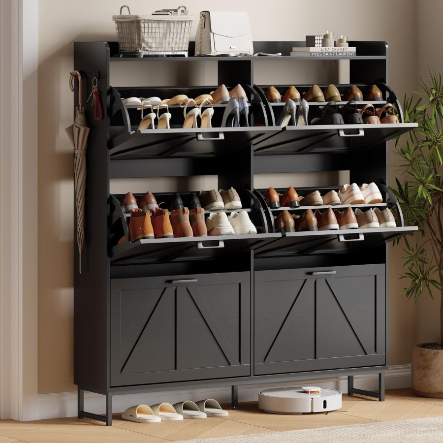 Xixini Shoe Cabinet with 6 Flip Drawers