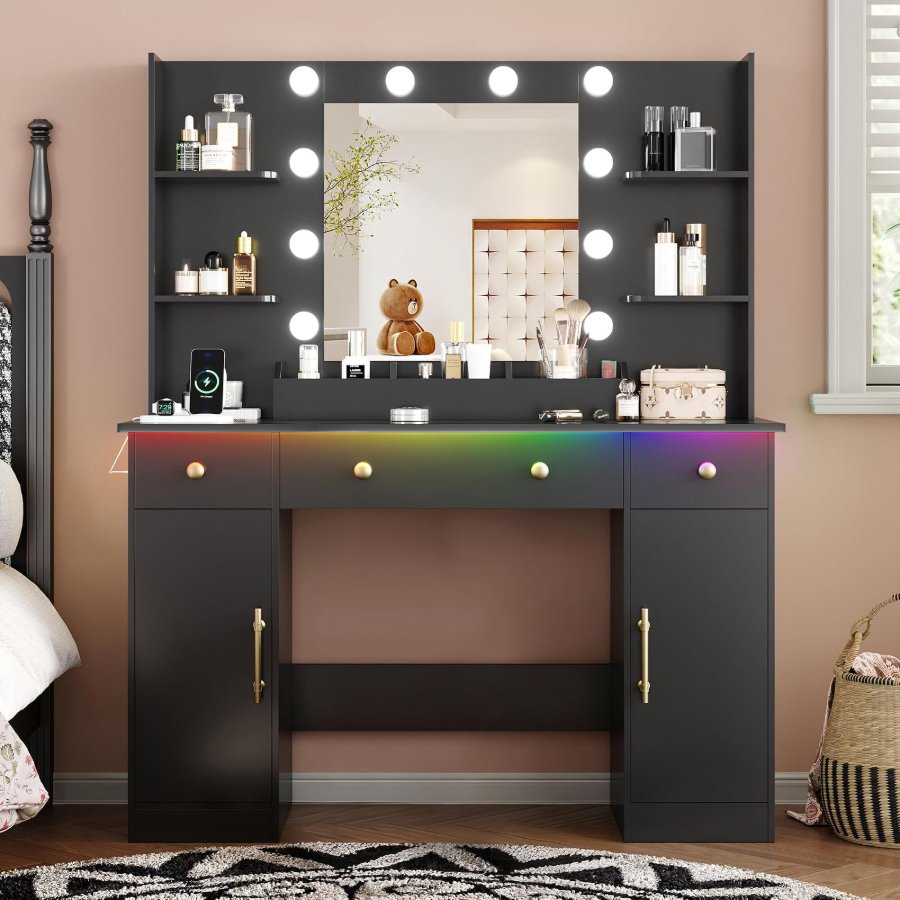 Xixini Vanity Desk with Mirror and Lights