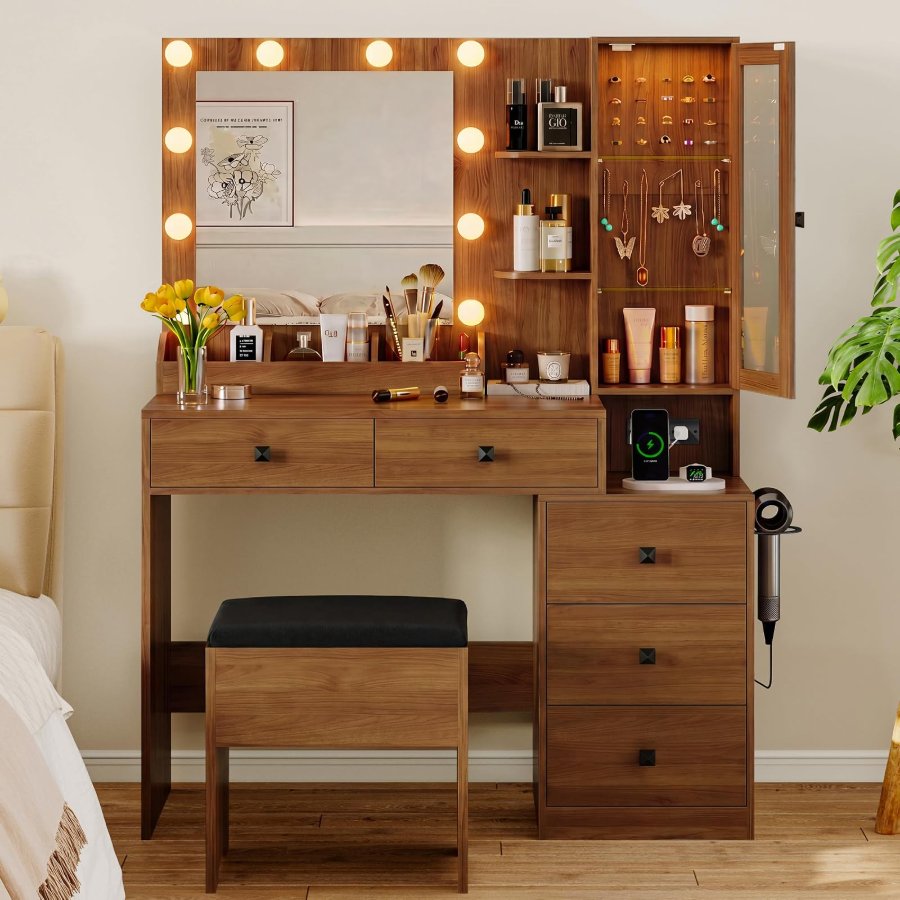 Xixini Vanity Desk with Mirror and Lights
