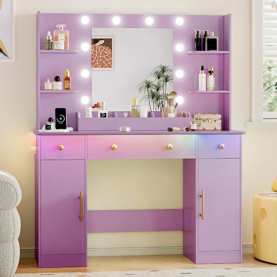 Xixini Vanity Desk with Mirror and Lights