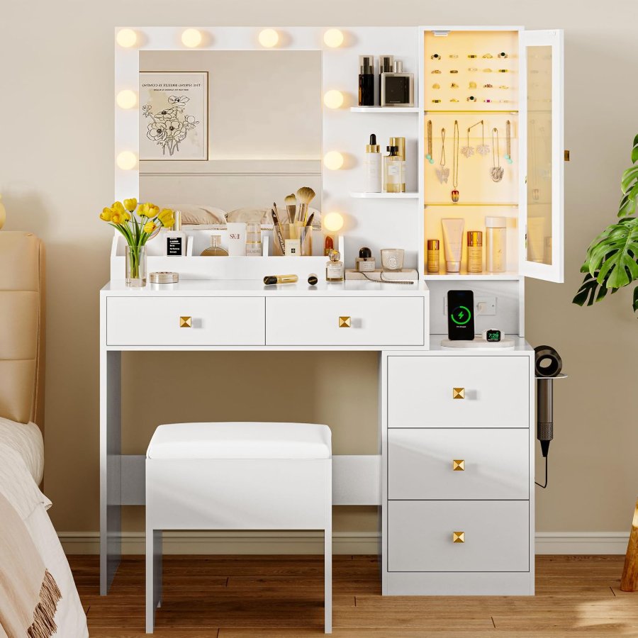 Xixini Vanity Desk with Mirror and Lights